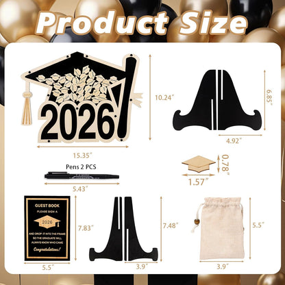 2026 Graduation Guest Book Alternative, Black Happy Graduation Party Decorations, Class of 2026 Congrats Graduates Signature Guestbook Gifts for College High School Students Friends Men Women