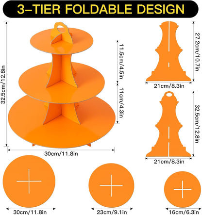 Soleebee 3-Tier Round Cupcake Stand, Cardboard Cupcake Tower, Dessert Cup Cake Stand Tower for Birthday Wedding Party Decoration, Cupcake Tier Stand 1 Set (Hot Pink)