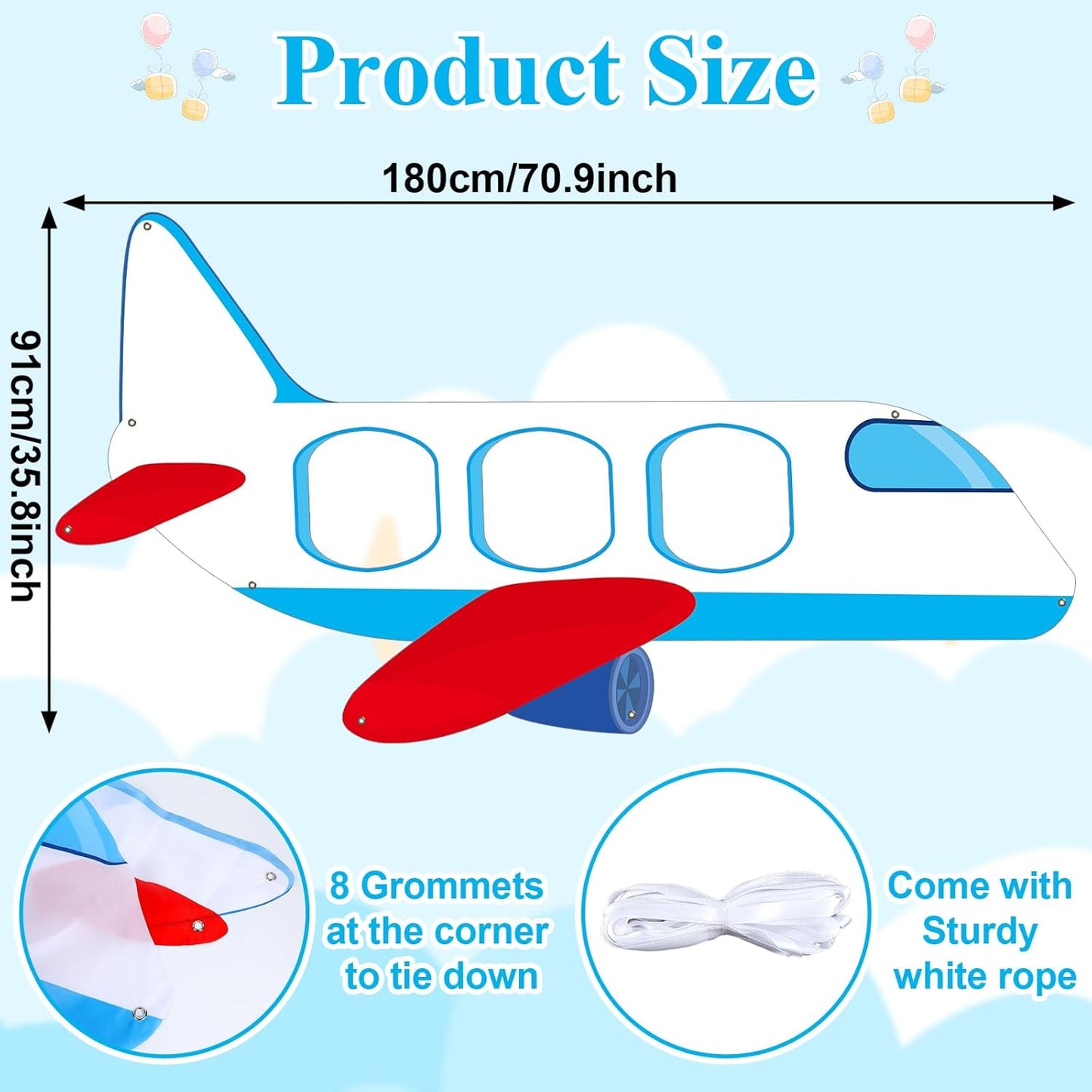 Airplane Birthday Party Decorations Airplane Shaped Photo Prop Selfie Frame Large Fabric Aircraft Backdrop Banner Plane Themed Photo Booth Prop Background for Kids Baby Shower Birthday Party Supplies