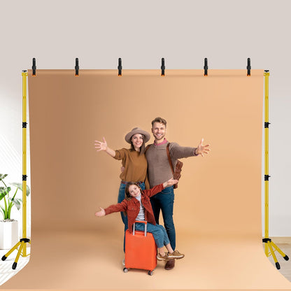 Backdrop Stand, Adjustable 10x7.5 FT Background Stand Backdrop for Parties, Photo Video Studio, Portable Photography Backdrop Stand with Carrying Bag, 6 Backdrop Clamps, and 2 Stand Bags