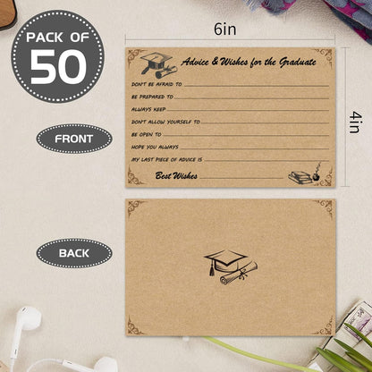 Graduation Advice Cards - 50-Pack Graduate Party Supplies 2026 Advice for the Graduate Decorations Party Favors Table Games Personalized Graduations Cards