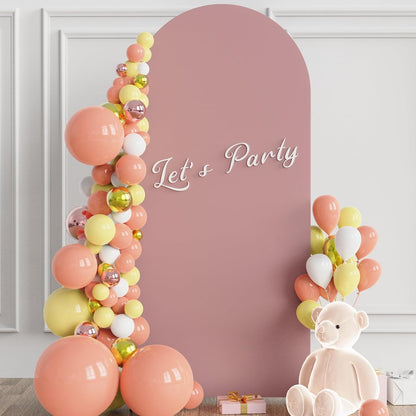 Wokceer 7.2 FT Wedding Arch Backdrop Stand and White Arch Cover, Metal Arch Stand with Arch Stand Cover for Birthday Party Wedding Ceremony Bridal Baby Shower Event Decor