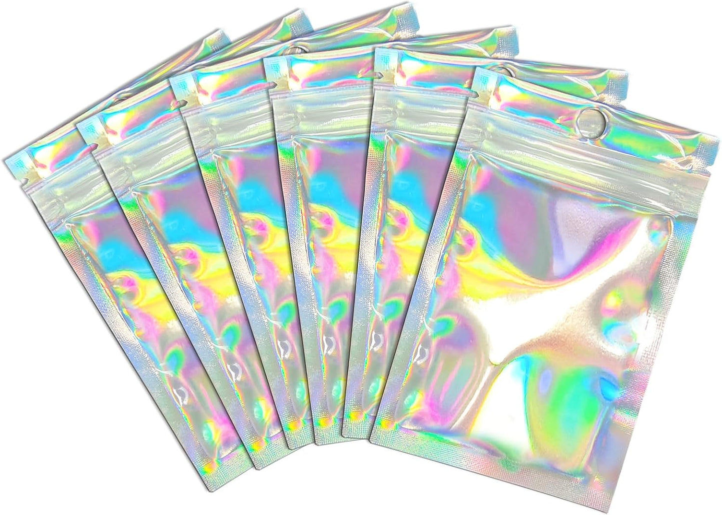 Trunple Smell Proof Bags & Resealable Foil Pouch Mylar Sample Bag Great for Party Favor Food Storage (Holographic Color) (50pcs-6x9 inch)
