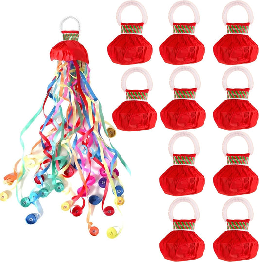 10 Pack Hand Throw Streamers Colorful Streamer Poppers No Mess Confetti Popper No Mess Streamers Cracker Easy Clean Up Paper Poppers for Engagement Wedding Birthday Party Celebration Graduation