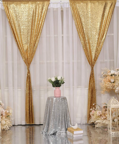 Poise3EHome Black Sequin Backdrop Curtains, 2 Panels 2FTx8FT Glitter Photo Booth Backdrop for Halloween Birthday Bachelorette Wednesday Twilight Party Decorations