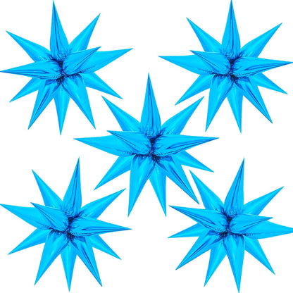 ZAKVOOR 60 Pcs Star Balloons 12 Spike Foil Explosion Party Decoration Balloons for Christmas New Year Eve Birthday (Silver)
