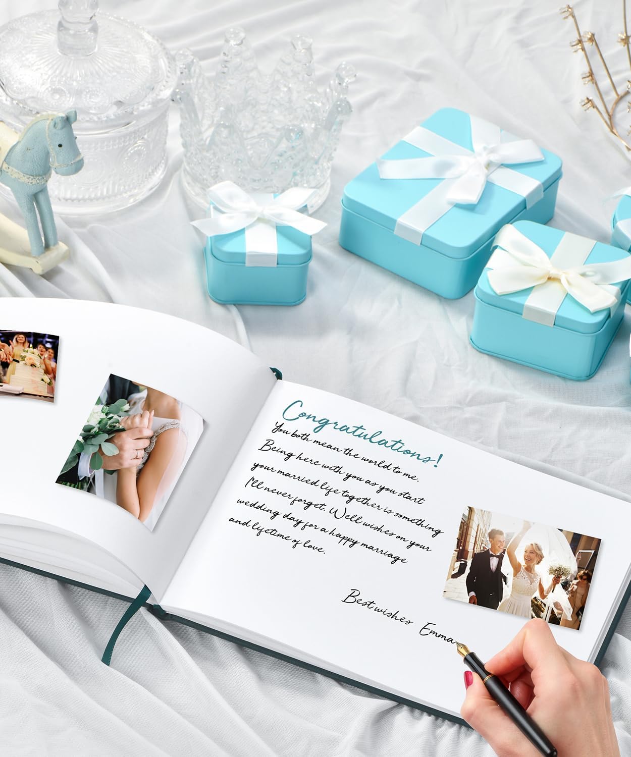 Lankaiva Wedding Guest Book, Guest Book Wedding Reception - Classic Baby Shower Guest Book, 100 Blank Pages for Bridal Shower Birthday Graduation Sign in and Photos, Beige