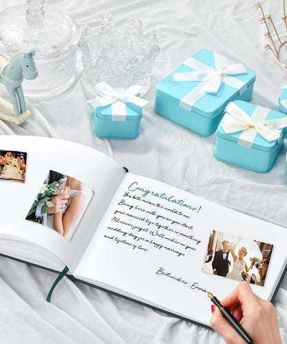 Lankaiva Wedding Guest Book, Guest Book Wedding Reception - Classic Baby Shower Guest Book, 100 Blank Pages for Bridal Shower Birthday Graduation Sign in and Photos, Beige