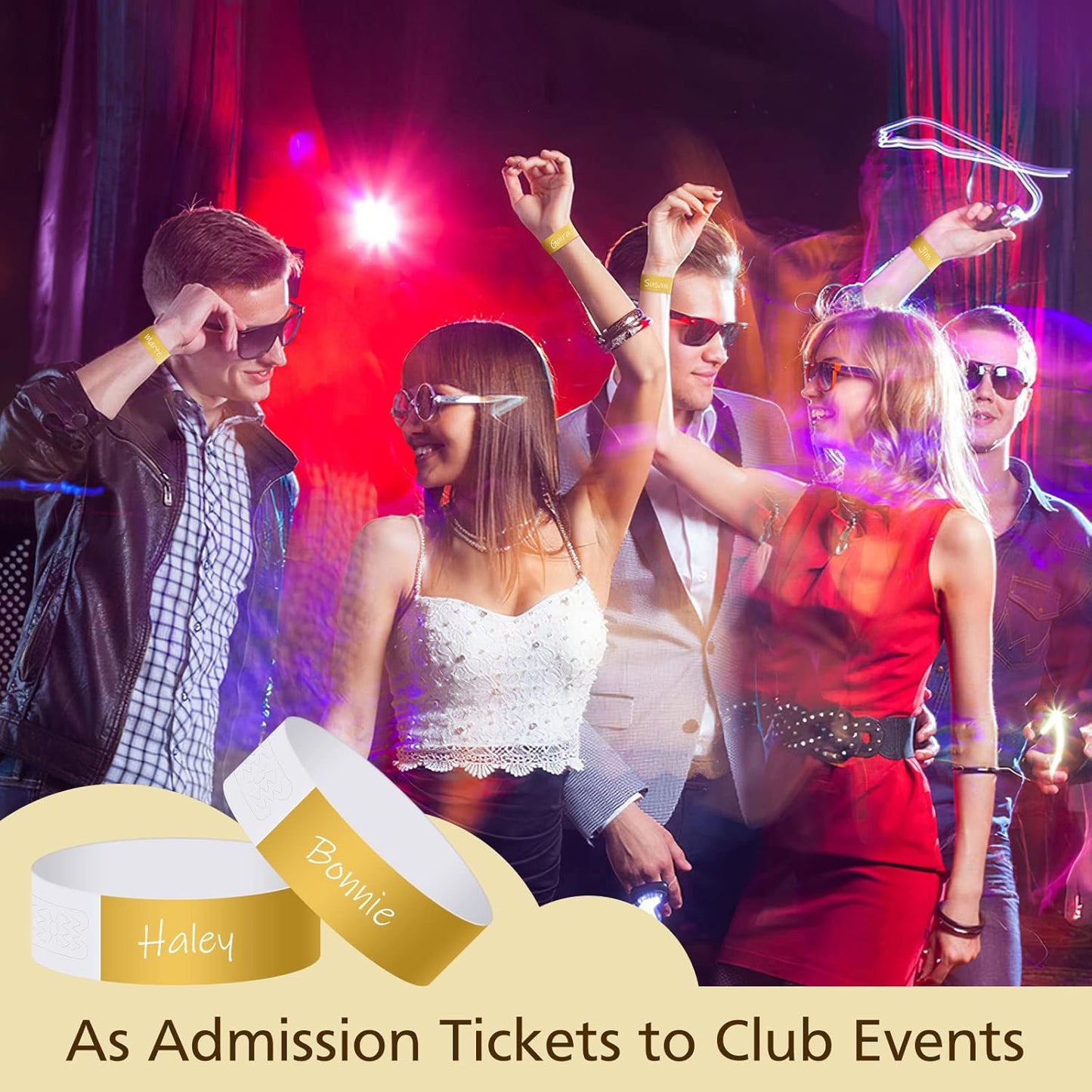 MIAHART Paper Wristbands for Events - 300 Pcs Gold Waterproof Party Arm Bands for Lightweight Concert Use
