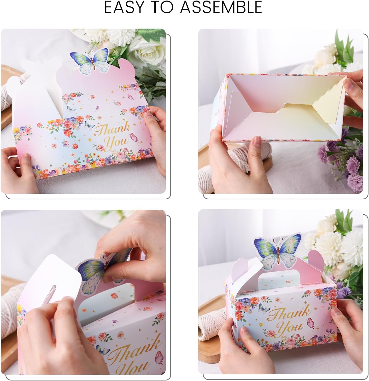 VGOODALL 12PCS Butterfly Party Favor Boxes, Goodie Gable Treat Box Paper Candy Containers for Birthday Baby Shower Wedding Party