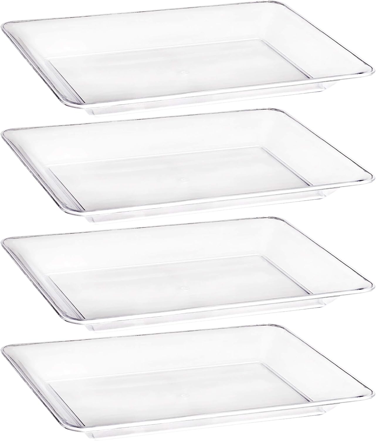 Plasticpro Plastic Serving Trays - Serving Platters Rectangle 10 X 14 Disposable Party Dish Crystal Clear Pack of 4