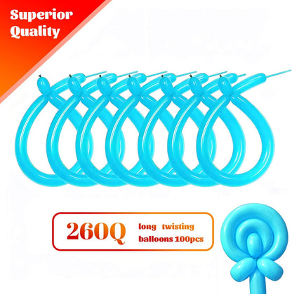260 Clear Long Balloons for Animals, Thickening Skinny Latex Twisting for Arch Modeling Magic Clown Birthday Wedding Party Decorations 100pcs