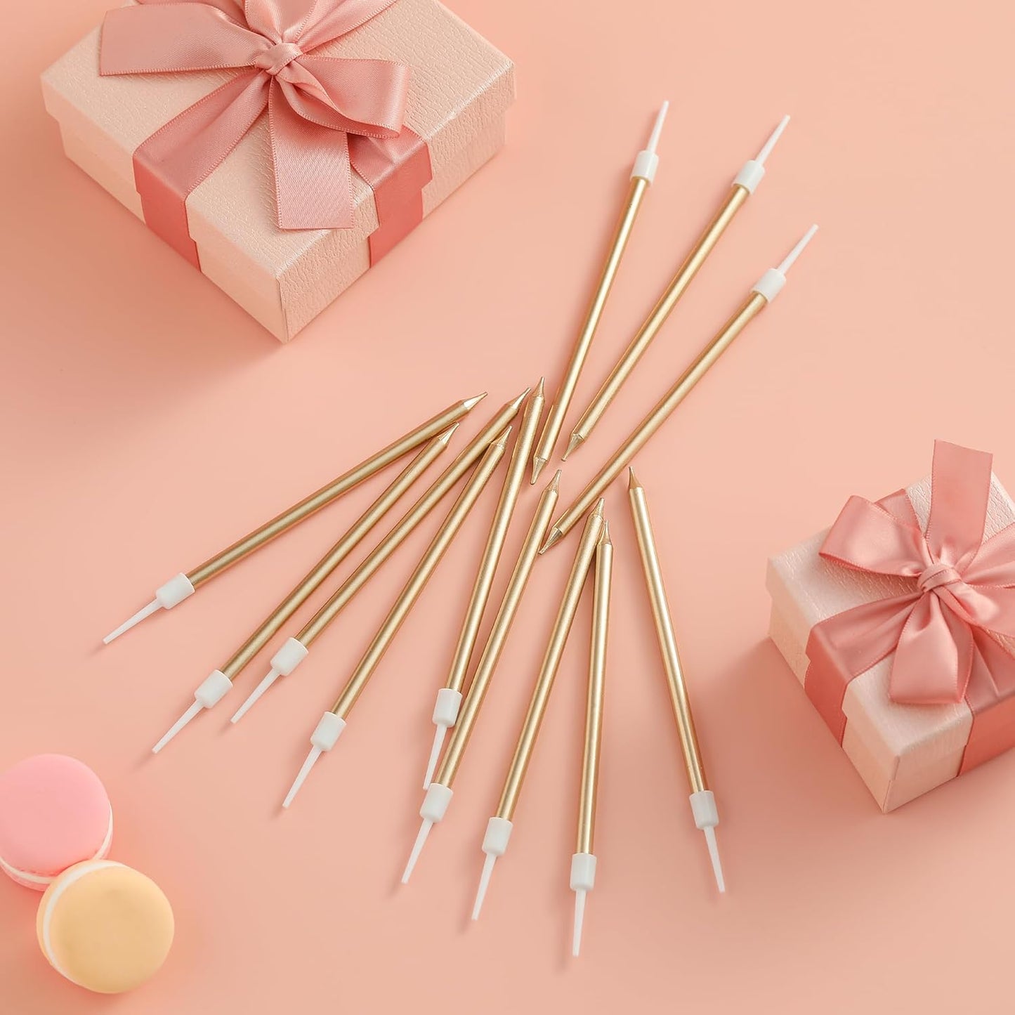 Pink Gold Long Thin Birthday Candles, Cake Candles, Birthday Parties, Wedding Decorations, Party Candles