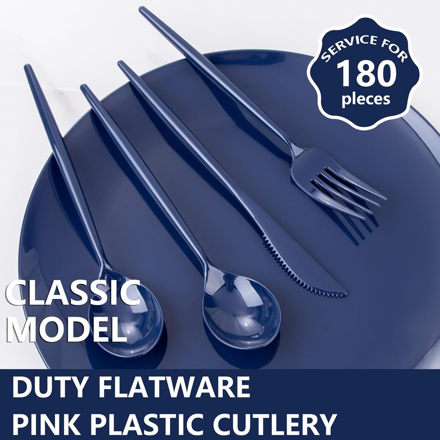 Supernal 180pcs Black Plastic Silverware Set - Heavy Duty Disposable Utensils (60 Forks, 60 Knives, 60 Spoons) - Elegant Black Cutlery for Parties, Weddings & BBQ