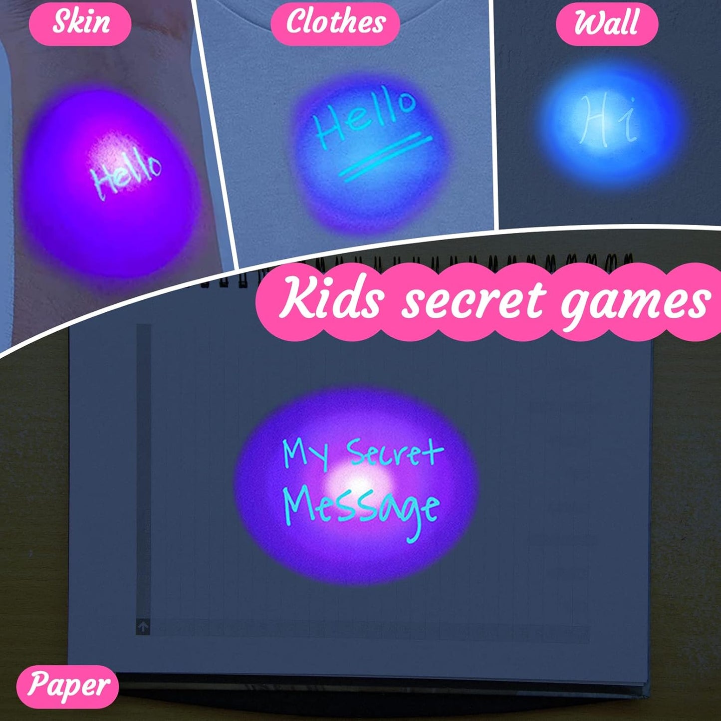 12 PCS Invisible Ink Pen and Mini Notebook,Spy Pen with UV Light for Kids,Disappearing Ink Pens for Writing Secret Message,Magic Marker for Birthday Party Favors,Halloween,Christmas
