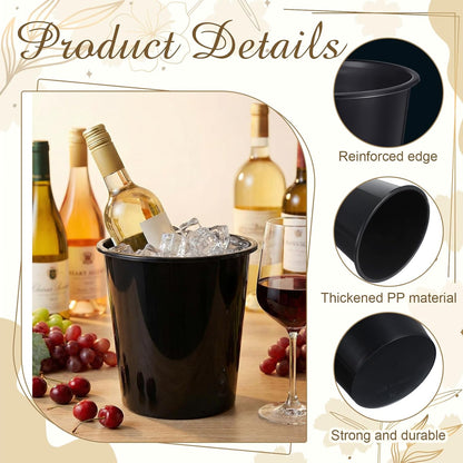 Layhit 48 Pcs Plastic Ice Buckets for Parties 3 Liters Wine Bucket Portable Ice Holder Disposable Wine Cooler for Party Wedding Party Beverages Champagne Soda and Beer(Black)