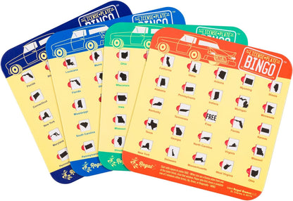 Regal Games Finger-Tip Shutter Bingo Cards with Sliding Windows - Auto Bingo Game Set - Assorted Travel Game for Adults & Kids - Reusable, No Chips & Daubers Needed - 4 Packs - Green