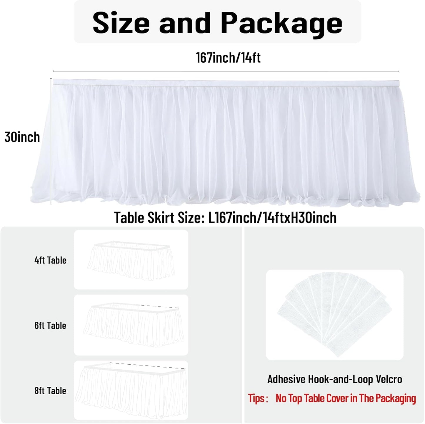 72inch Champagne Gold Tulle Table Skirts for Rectangle Round Tables, Gold Grim Ruffle Tulle Tutu Cloth Table Skirt 6ft for Wedding Birthday Party Cake Dessert Decor(No Top Cover)