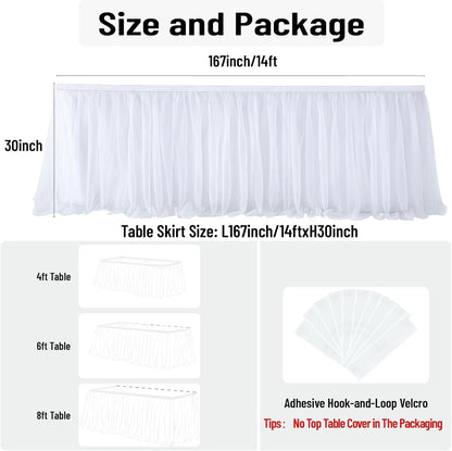 72inch Champagne Gold Tulle Table Skirts for Rectangle Round Tables, Gold Grim Ruffle Tulle Tutu Cloth Table Skirt 6ft for Wedding Birthday Party Cake Dessert Decor(No Top Cover)