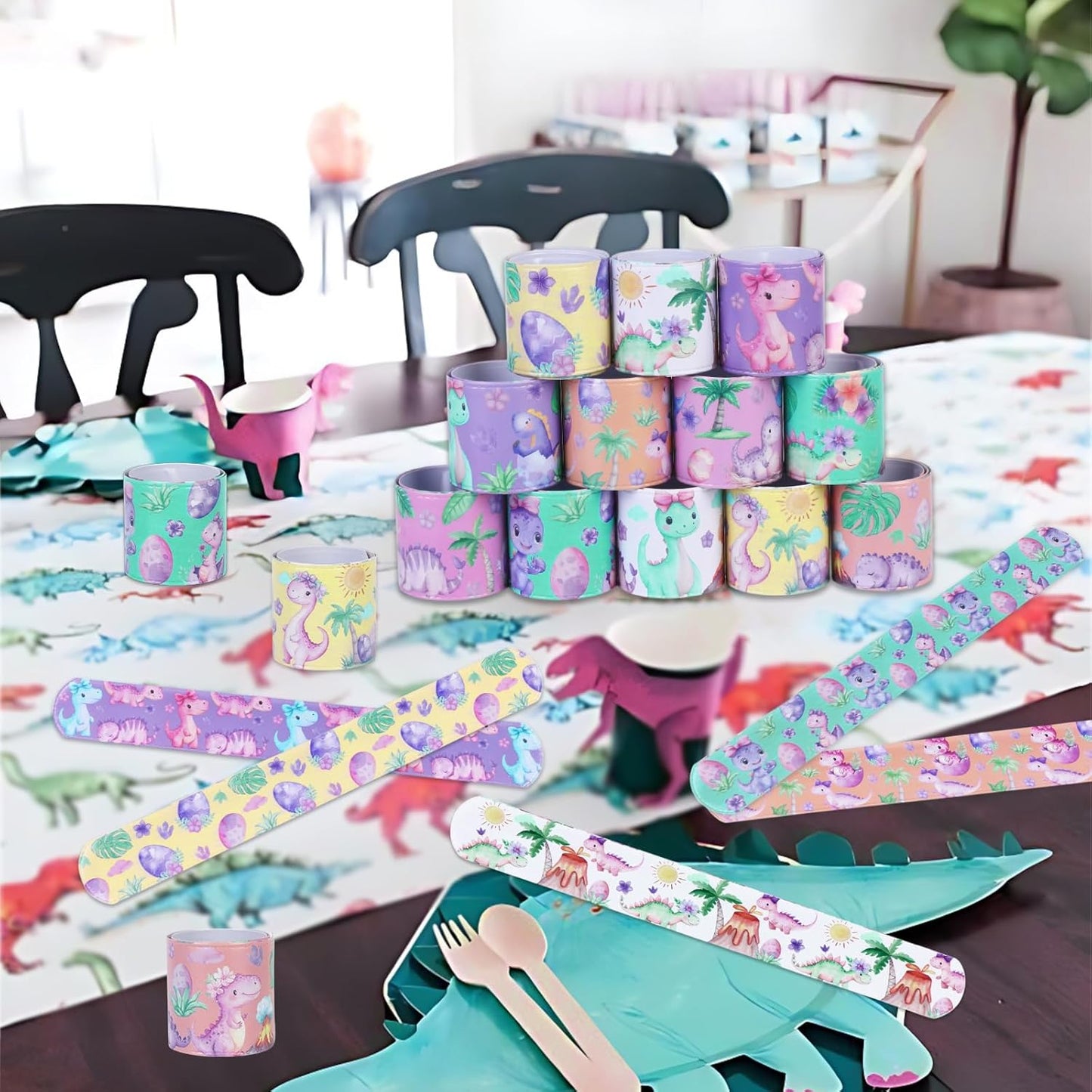 Serencatcher 48pcs Slap Bracelets Party Favors for Birthday Baby Shower Party Supplies Gifts