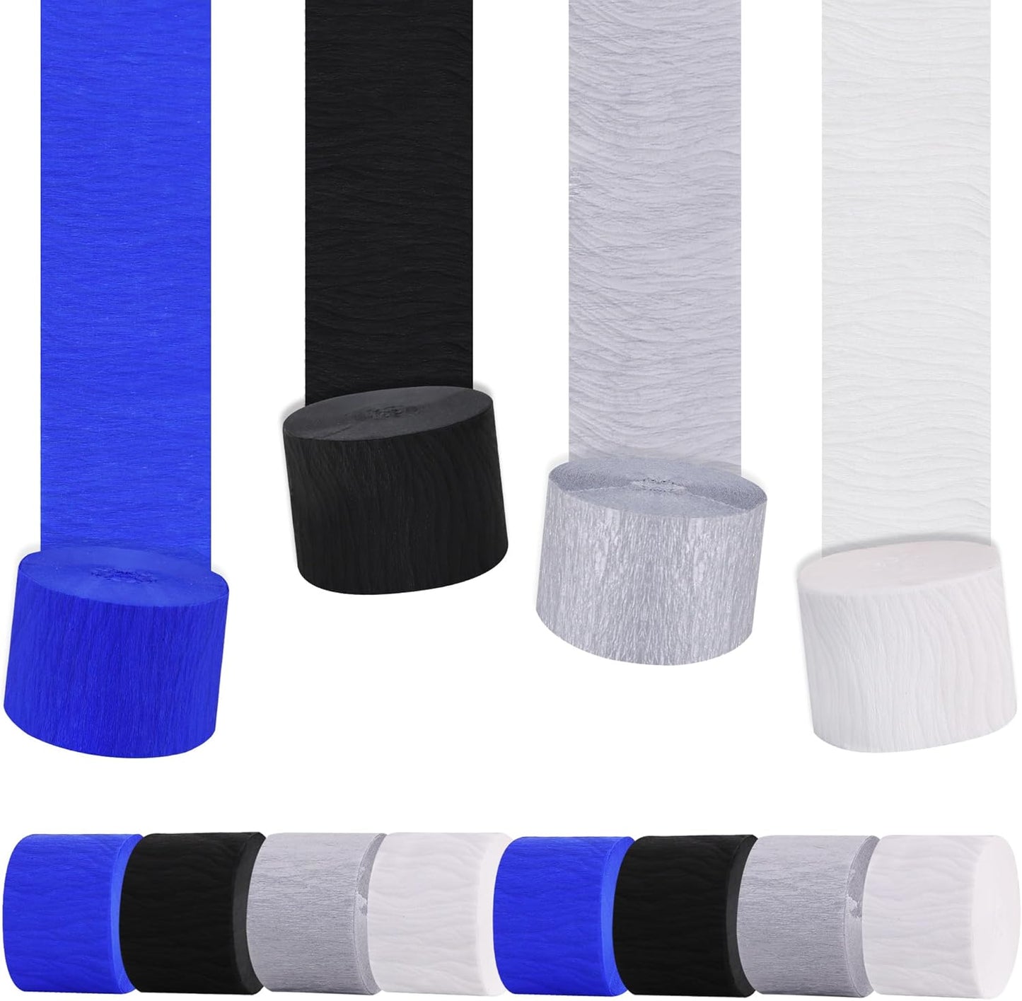 BEISHIDA 8 Rolls Red Yellow Blue and Green Crepe Paper Streamers for Carnival Circus Sesame Street Paw Party Decorations, Birthday DIY Craft Paper(1.8 Inch x 82 Ft/Roll)
