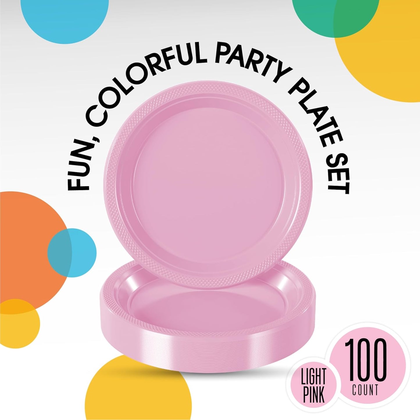 Party Solids Black Plastic Plates For Party 10" Black Disposable Plates For Party Supplies 100 Pcs Plastic Dinnerware Sets Heavy Duty 350 GSM Disposable Dinnerware Set
