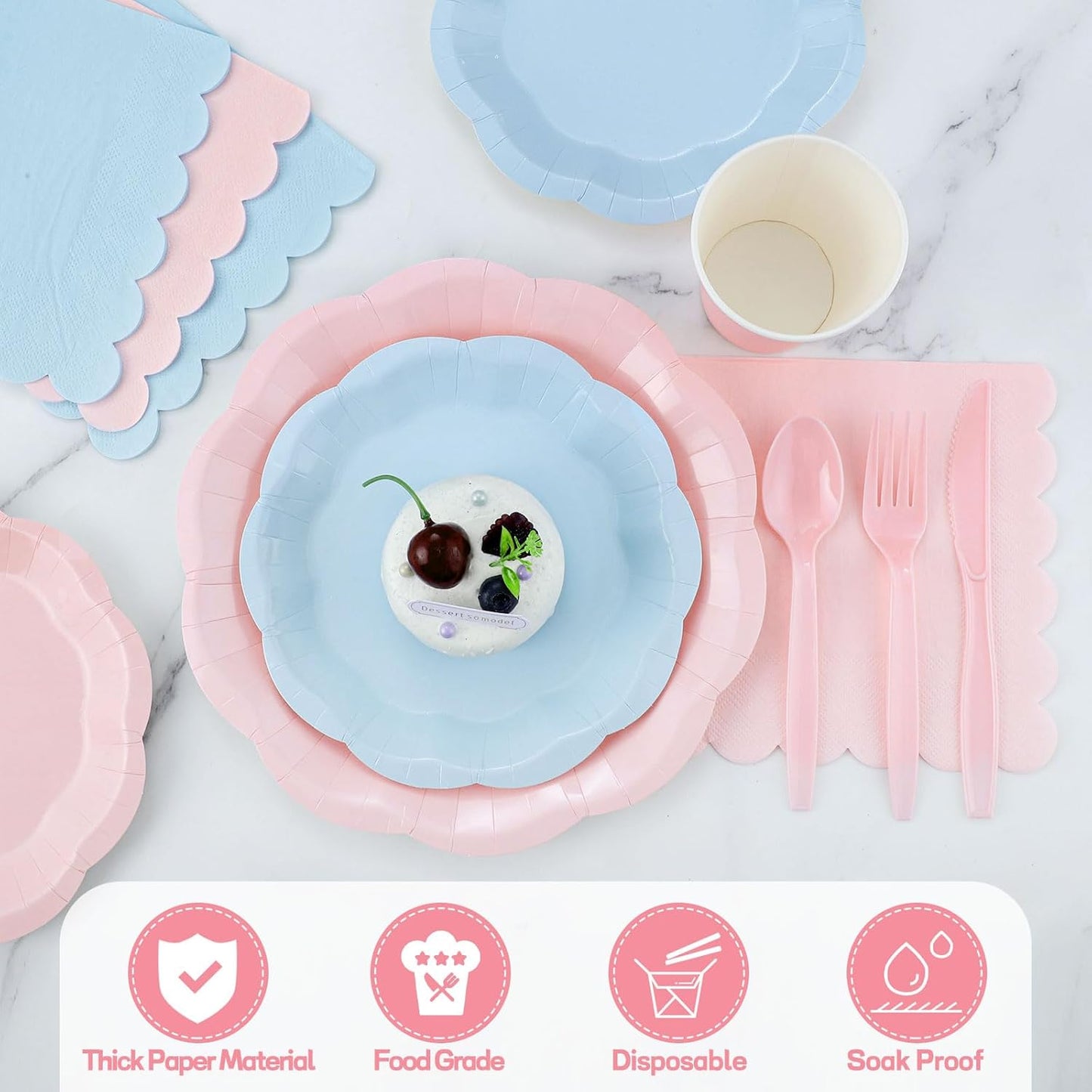 NatNarr 175 Pcs Sage Green Plates and Napkins Set, 25 Guest Sage Green Party Supplies Include Scalloped Paper Plate Napkin Cup Forks Knives Disposable Plastic Cutlery for Wedding Baby Shower Birthday