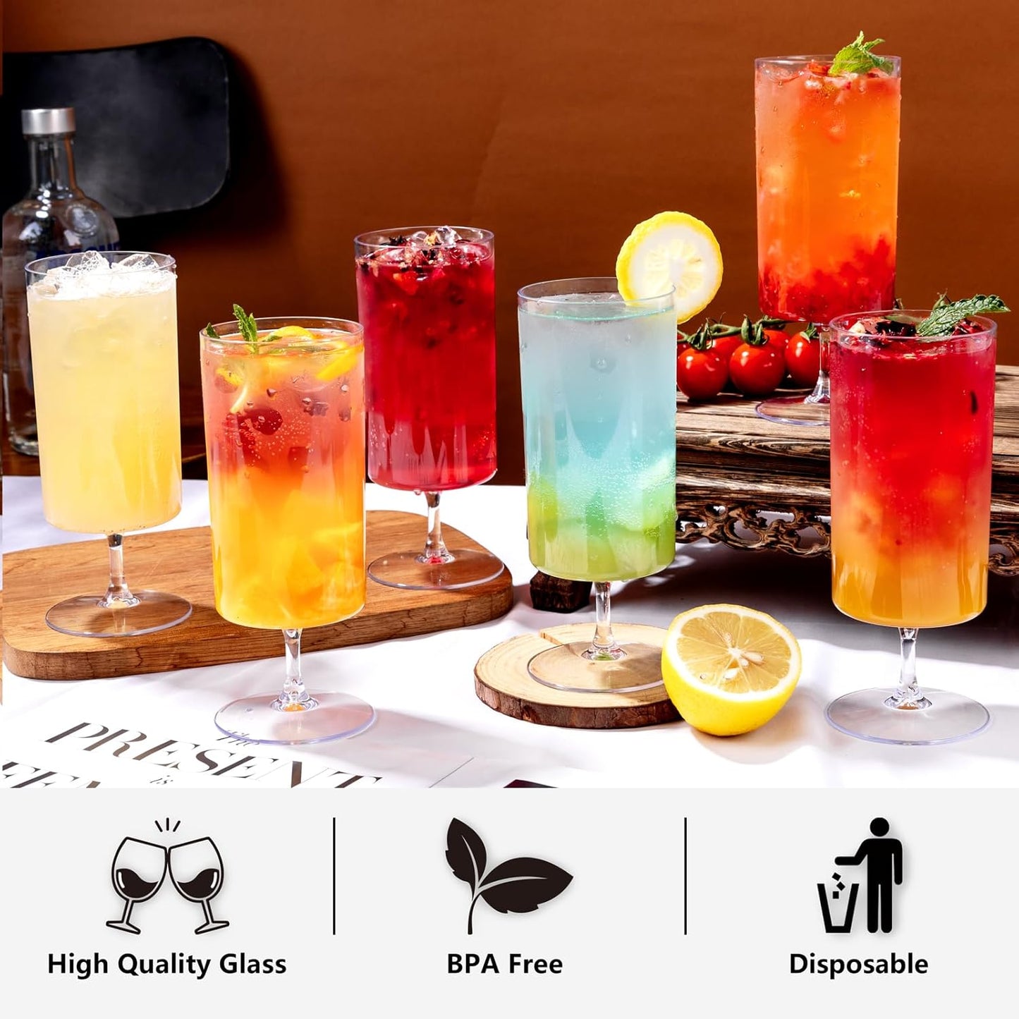 Ciaell 24 Pack Plastic Champagne Flutes - 6oz Ribbed Disposable Champagne Glasses - Clear Vintage Mimosa Glasses with Long Stem, Elegant for Weddings, Birthdays, Party