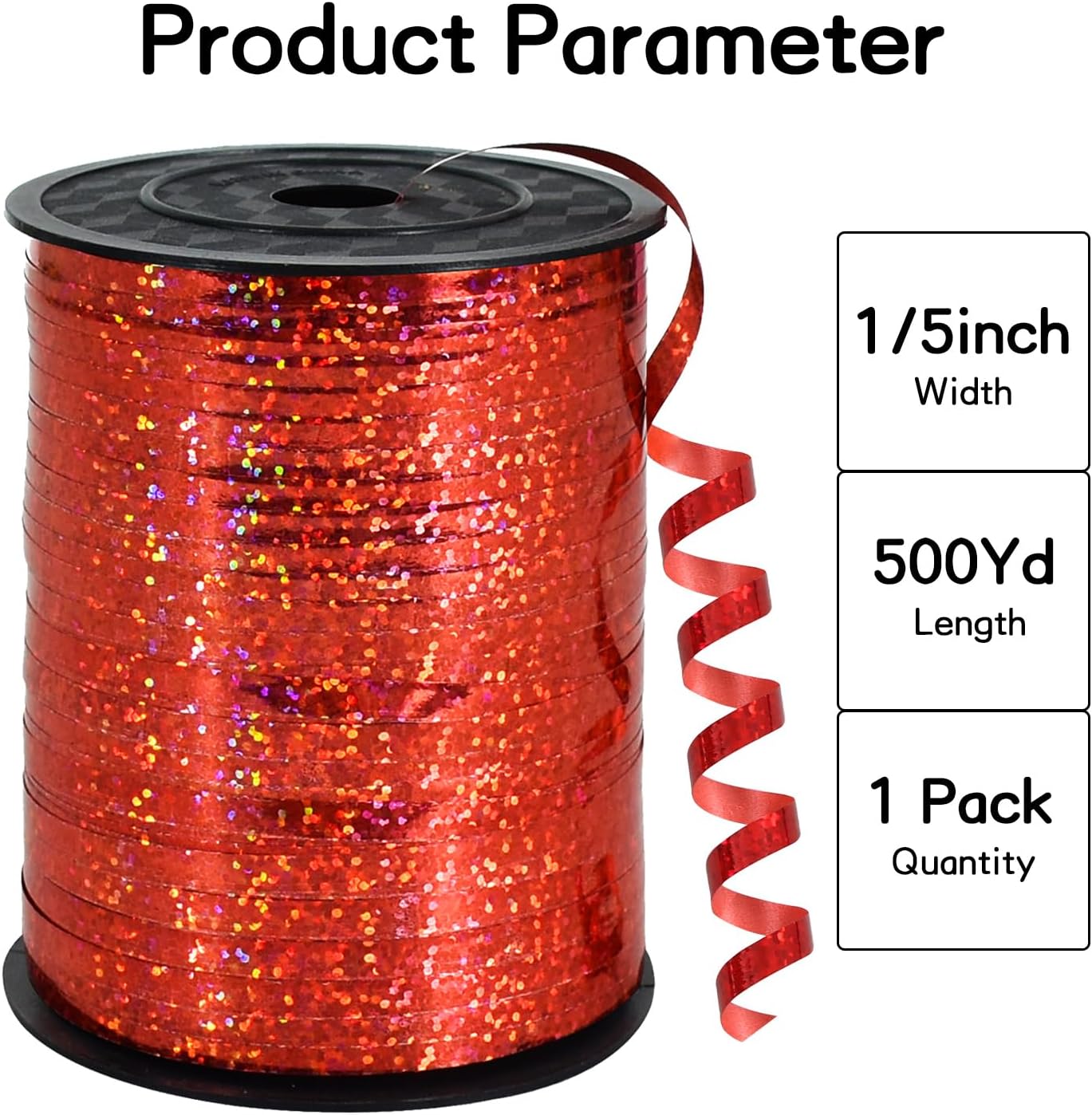 BEISHIDA 500 Yards Red Ribbon Crimped Curling, Balloon String Shiny Metallic Roll for Gift Wrapping Ribbon for Birthday Valentines Day Wedding Mother's Day Party Decorations