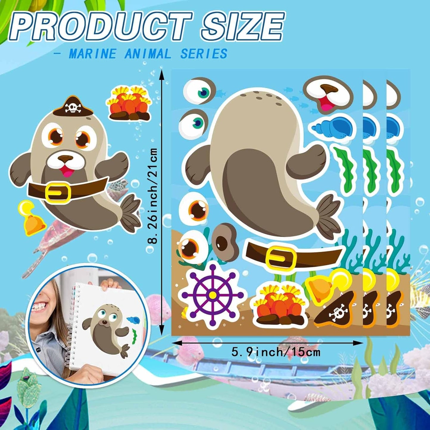 24 PCS Fairy Stickers for Kids, Make a Face Sticker with 8 Unique Designs Fairy, Frog, Mushroom, Make Your Own Stickers for Girls Birthday Party Favors, Goodie Bags, DIY Crafts