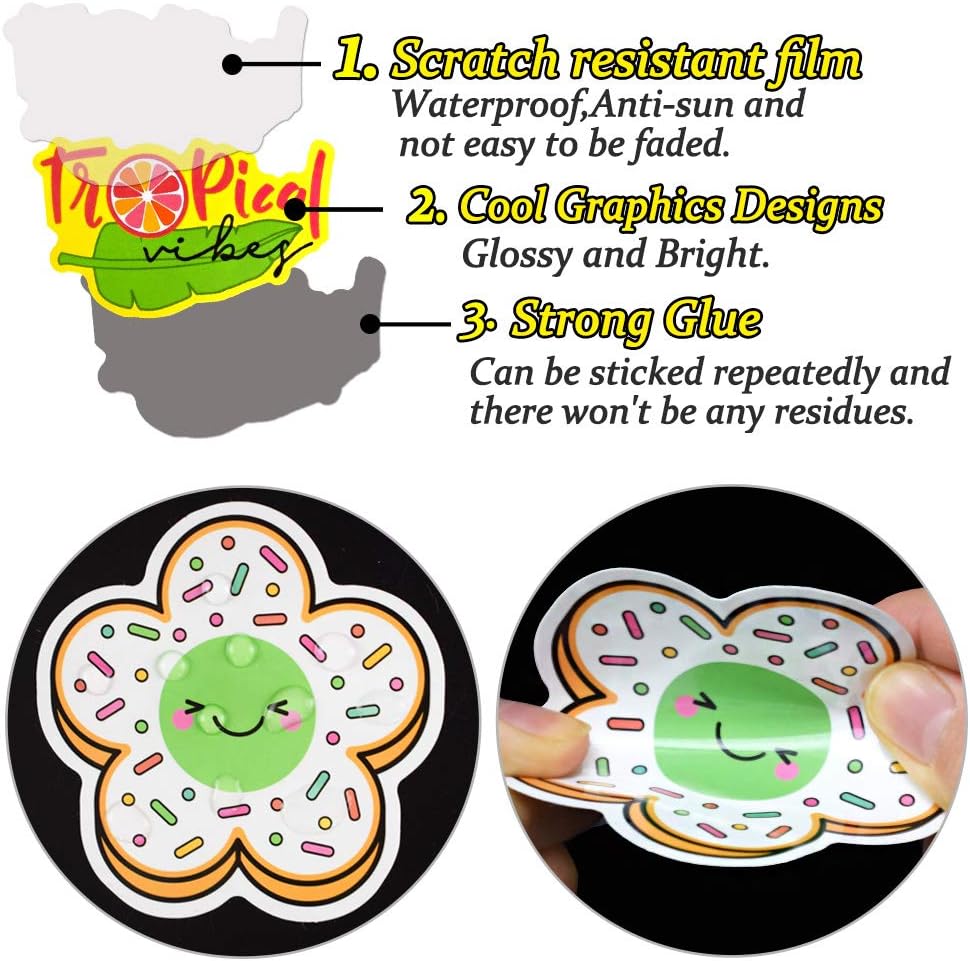 QTL Neon Stickers for Teens & Students Prizes, Waterproof Vinyl Party Favor Stickers, School Rewards, Water Bottle and Laptop, 50PCS - Colors A