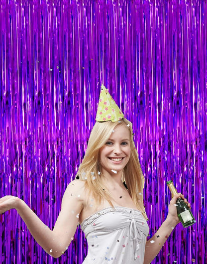 i-CHONY 2 Pcs 3.2ft x 8.2ft Champagne Gold Metallic Tinsel Foil Fringe Curtains Photo Booth Backdrop for Baby Shower Birthday Wedding Holiday Celebration Bachelorette Party Decorations