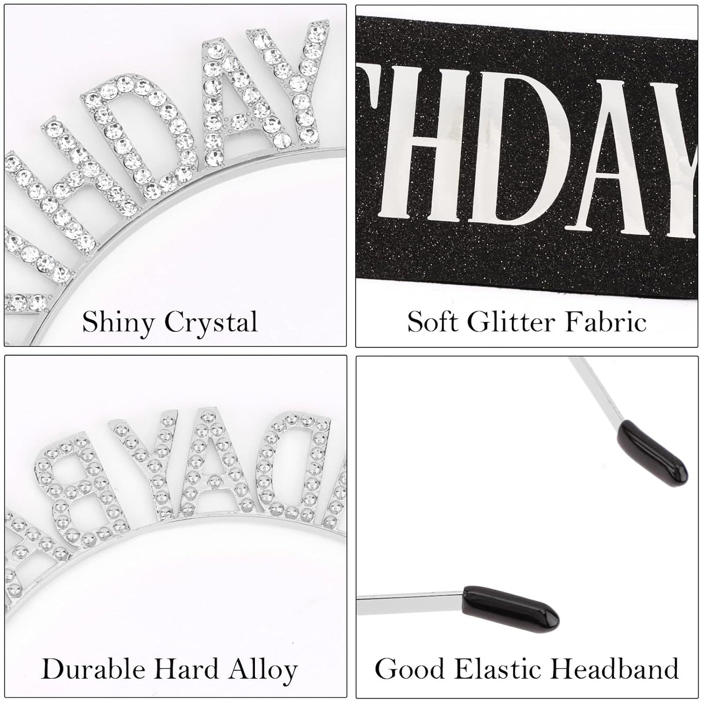 Aprince Birthday Baddie Sash and Tiara Crown for Women Girls Black Gold Happy Birthday Headband Accessiores Party Decorations