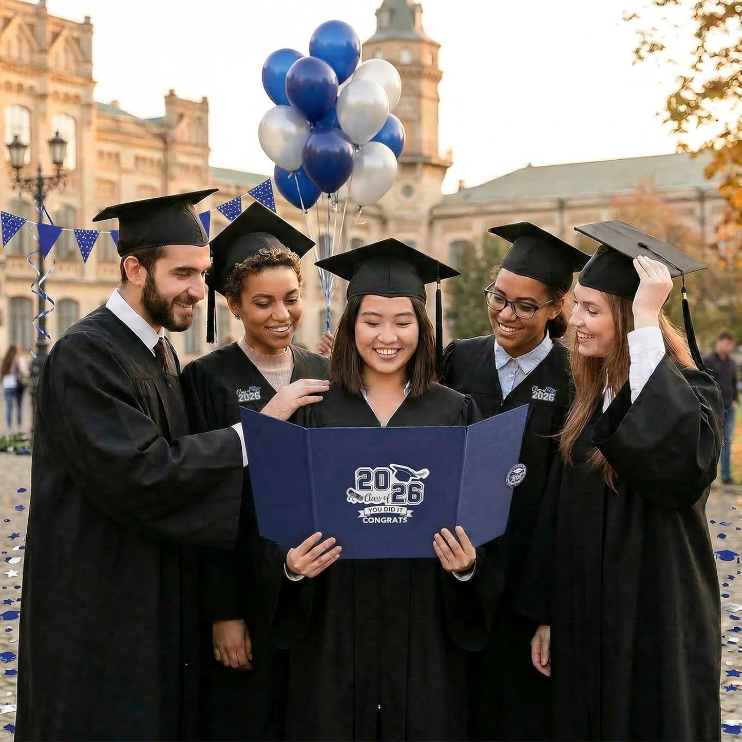 Graduation Guest Book 2026, Blue Gold Graduation Decorations Class of 2026 Graduates Sign in Book Signature Board Congrats Grad Decor Party Supplies, High School College Graduations Gifts for Her Him