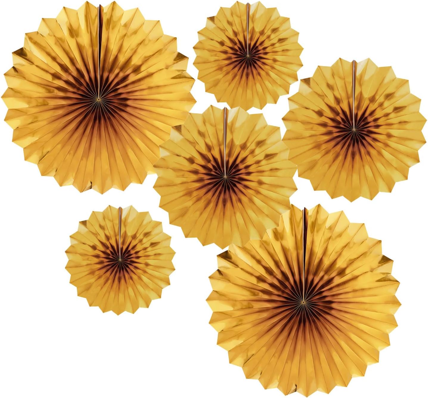 Navy Blue and Yellow Round Party Hanging Paper Fans Decorations Set, Pack of 6