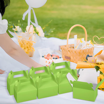 XAGLVV 24 Pack White Paper Gable Boxes,6.2 Inch Candy Boxes with Handle, Snack Party Favor& Gift Cookie bags for kids Birthday,Wedding, Baby Shower, Graduation.