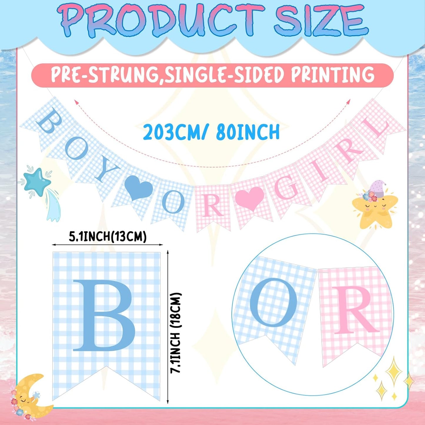Hahafelt 1 Pcs Blue Gingham Welcome Baby Boy Banner for Baby Shower Party Decorations Pre Strung Gender Reveal Paper Banner for Table, Wall, Mantel Display Party Decor Supplies