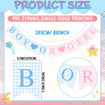Hahafelt 1 Pcs Blue Gingham Welcome Baby Boy Banner for Baby Shower Party Decorations Pre Strung Gender Reveal Paper Banner for Table, Wall, Mantel Display Party Decor Supplies