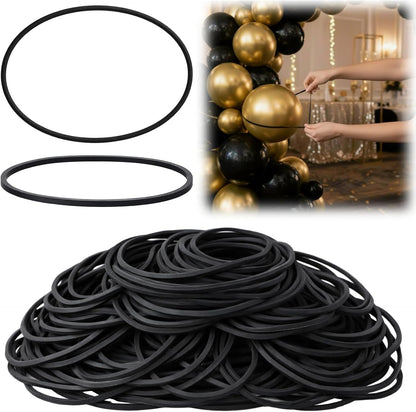 LemonRoad 200 Pcs Black Rubber Bands for Balloon Arch Elastic Tying Bands for Balloon Garland Background Curtain Decoration Fixing and Connecting 3.15 Inch Folded Length