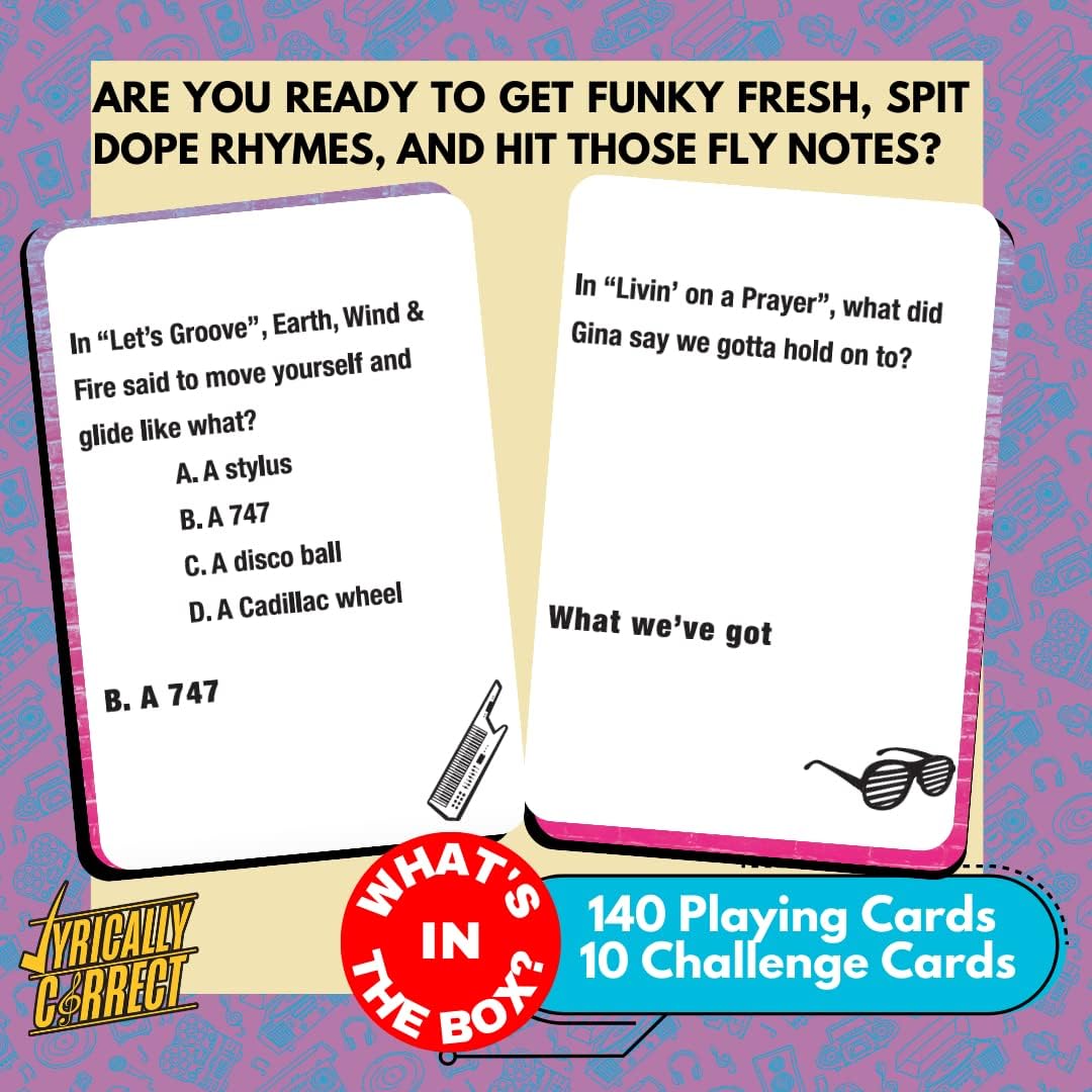 Lyrically Correct '90s & 2000s Music Trivia Card Game - Hip Hop and R&B Edition - Finish the Lyrics Challenge, Fun for Adults, Party or Family Night