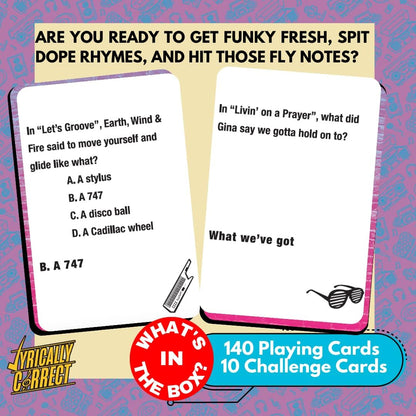 Lyrically Correct '90s & 2000s Music Trivia Card Game - Hip Hop and R&B Edition - Finish the Lyrics Challenge, Fun for Adults, Party or Family Night