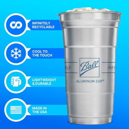 Top Cup – 16 Ounce, 30 Count, Reusable Aluminum Party Cups | Cold-Holding, Recyclable, Made in USA