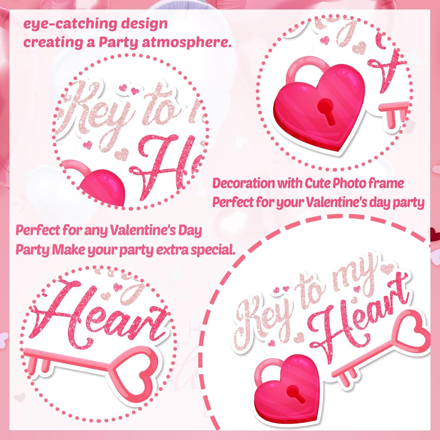 Valentine's Day Photo Booth Props - 1 Pcs Large Size Valentines Photo Props Frame and 23 Pcs Happy Lovers Selfie Photo Booth Props for Valentines Day Party Decorations Favors Supplies