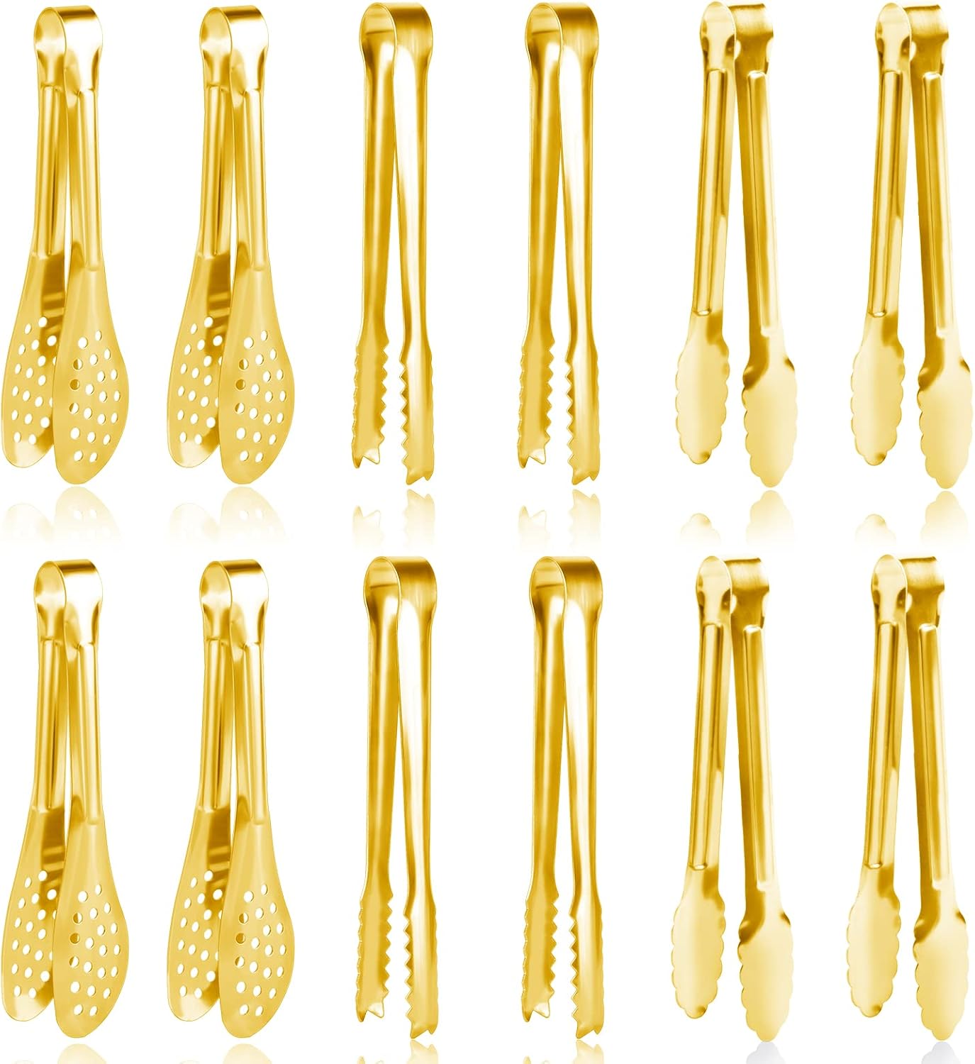 12 Pack Premium Small Serving Tongs, Dmoera Mini Stainless Steel Appetizer Tongs, 5Inch,5.2Inch(12.7cm)