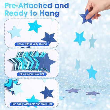 Patelai Glitter Star Garland Banner 2026 Graduation Decor 130 Feet Star Hanging Banner Twinkle Backdrop for Party Birthday Classroom Wedding Supplies(Gold)