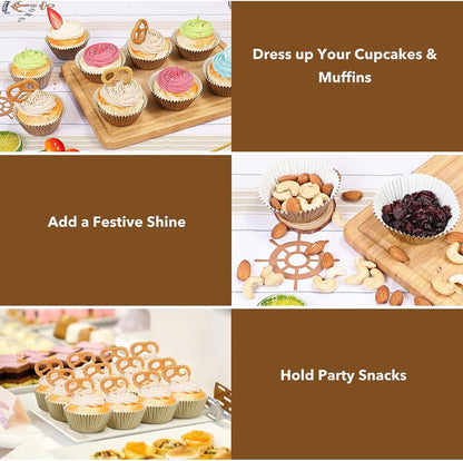 Gifbera White Metallic Foil Cupcake Liners Standard Size Baking Cups, 200-Count