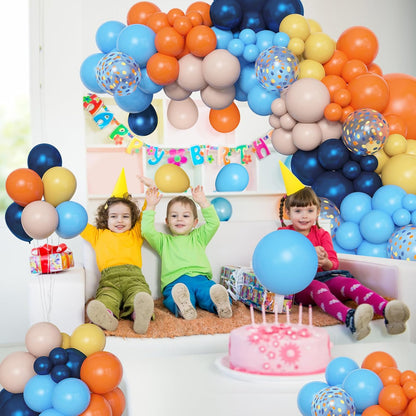 Amandir 153pcs Purple Blue Pink Balloon Garland Arch Kit, Different Sizes 18 12 10 5 inch Teal Yellow Latex Metallic Confetti Balloons for Magic Birthday Engagement Party Decoration