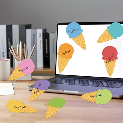 12 Pcs Ice Cream Sticky Notes Summer Popsicle Sticky Notepad Colorful Self-Adhesive Post Notes Cute Mini Memo Pad Removable Note for Office School Classroom Student Ice Cream Party Favors