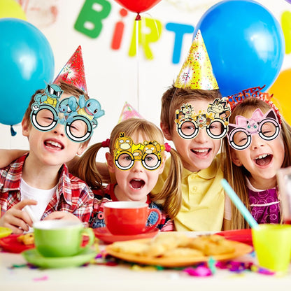 12Pcs Pokemon Themed Party Set: Decorative Glasses (Cosplay Style) - Ideal for Cartoon Themed Birthday Parties & Party Gifts