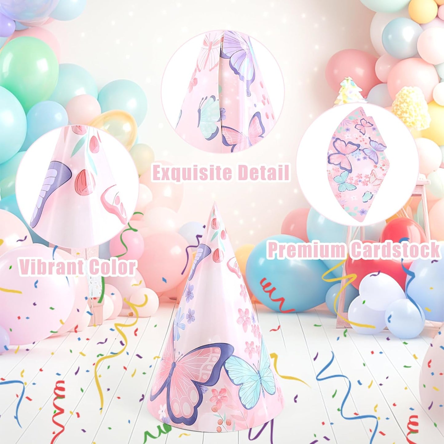 CANREVEL 12 PCS Party Hats for Adults, Party Headwear, Happy Birthday Hats, Birthday Party Decorations for Women Men